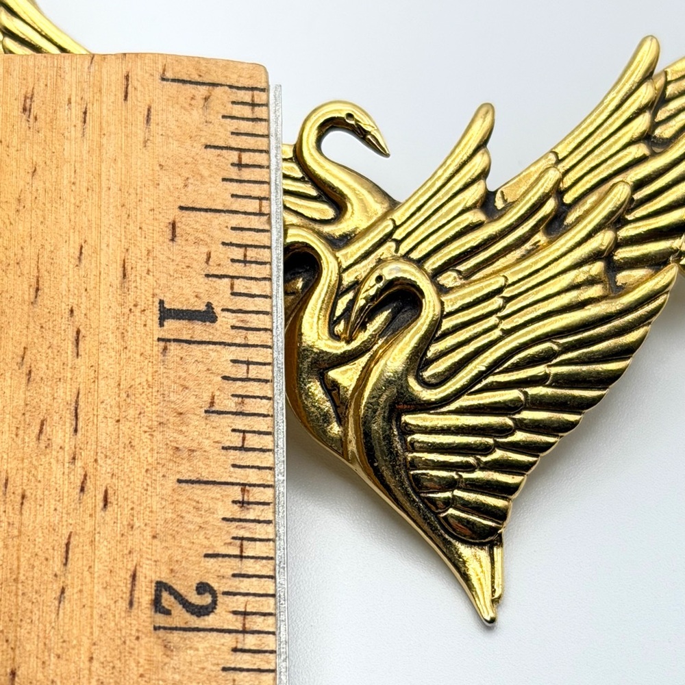 Vintage 80s Laurel Burch Swan Wing Gold Tone Choker Collar Necklace 16” - Picture 14 of 15